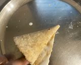 A picture of step 2 of Roti cone chaat.