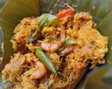 Foto langkah ke 8 dari resep Botok Udang Rebon Bumbu a la Padang.