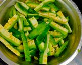 A picture of step 1 of Karela nu shak.