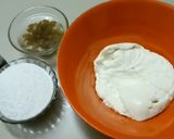A picture of step 1 of Kaju shrikhand.