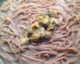 A picture of step 8 of Linguine with Clams and Purple Cauliflower Cream.