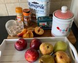 A picture of step 1 of Spices Plum and pear crumble 🍐🍑.