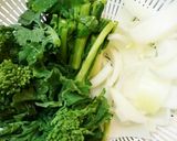 A picture of step 1 of Stir-Fried Broccoli Rabe and Pork with Garlic Mustard.