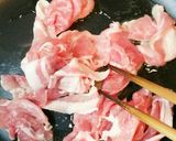 A picture of step 3 of Stir-Fried Broccoli Rabe and Pork with Garlic Mustard.