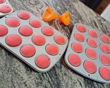 A picture of step 8 of Pinky mixed fruit Cupcakes.