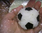A picture of step 7 of How to Make Soccer Ball Onigiri (Rice Ball).