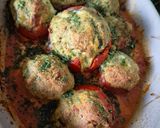 Une image de l'étape 3 de 🍅 Tomates farcies poulet, mozzarella & pesto.