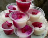 Foto langkah ke 4 dari resep Puding buah naga lapis susu.