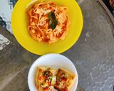 A picture of step 3 of Fettuccine Pasta in red sauce.