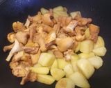 A picture of step 2 of Sautèed Seasonal Mushrooms and Potatoes with Speck and Parsley.