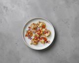 A picture of step 2 of Dahi papdi chaat.