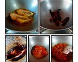 A picture of step 6 of Lonka Pora Ilish er Harano Sur (Hilsa fish cooked in roasted dry red chilli sauce).
