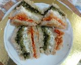 A picture of step 5 of Tri colour sandwiches.