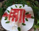Red yellow melon dessert in the shape of a flag recipe step 2 photo