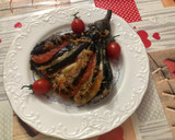 Foto del paso 8 de la receta: Berenjenas en abanico de jamón, lacón y jamón dulce o York con tomate y mozzarella
