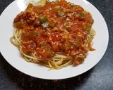 Foto del paso 7 de la receta: Espaguetis tricolores con salsa de tomate frito y verduras