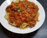 Foto del paso 7 de la receta: Espaguetis tricolores con salsa de tomate frito y verduras