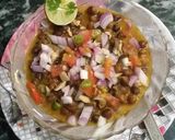 A picture of step 4 of Black Chickpea kala chana chat.