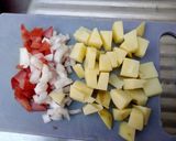 A picture of step 2 of Spicy Macronies Chaat.