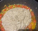 A picture of step 5 of Gujrati Baigan Bharta / Oro / curried Aurbergine.