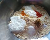 A picture of step 1 of Paneer Stuffed Shahi Gatta Curry.