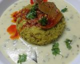 A picture of step 13 of Gujarati kadi and khichdi.