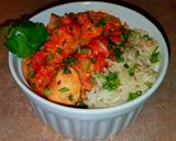 A picture of step 6 of Mike's Hungarian Chicken Paprikash Over Rice.