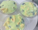 A picture of step 3 of Pista fruit custard orange jelly with black currant sauce.