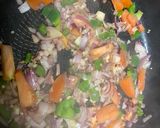 A picture of step 2 of Cajun shrimp noodles.