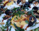 A picture of step 2 of Not so Turkish eggs on flatbread.