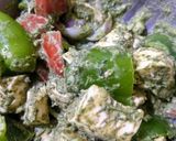 A picture of step 3 of Pahaadi paneer tikka or hariyali paneer tikka.
