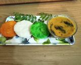 A picture of step 9 of Tricolour idlis.