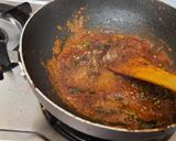 A picture of step 4 of Kerala style beetroot pickle.