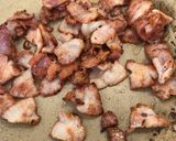 A picture of step 1 of Pasta with Spinach, Bacon and Mushrooms.