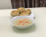 A picture of step 8 of Dinner rolls served with potato and leek soup.