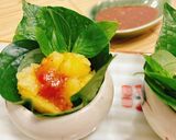 Hình bước làm 5 của món Khoai mì cuốn lá lốt chấm xốt me
