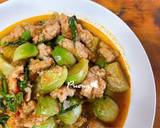 ผัดเผ็ดมะเขืออ่อนหมูเด้ง วิธีทำสูตร 8 รูป