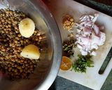 A picture of step 1 of Chanajor garam sandwich with smoky carrot dip!.