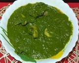 A picture of step 6 of Palak Mushrooms.