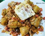 Foto del paso 11 de la receta: Alcachofas con champiñón, jamón y huevo poché