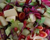 A picture of step 1 of Rainbow pasta salad.