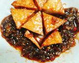 Hình bước làm 3 của món Tàu hủ rim sả ớt