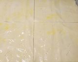 A picture of step 1 of Speck and scamorza triangle puffs.