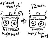 A picture of step 3 of Boiled white rice, used a pot with lid.