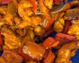 A picture of step 6 of Chicken Strips with Roasted Bell Peppers.