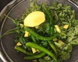A picture of step 1 of Spicy pani puri green water.