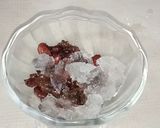 A picture of step 6 of Patbingsu with frozen beetroot yogurt.