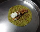 A picture of step 4 of Palak paneer roll.