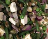 A picture of step 5 of Warm green beans, peas and tarragon salad - vegan.