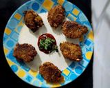 A picture of step 3 of Cabbage and Moong dal pakodi.